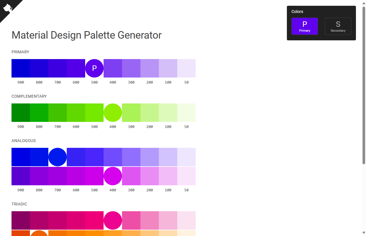 Material Design Palette Generator